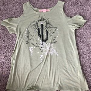 Green cactus off the shoulder tank top